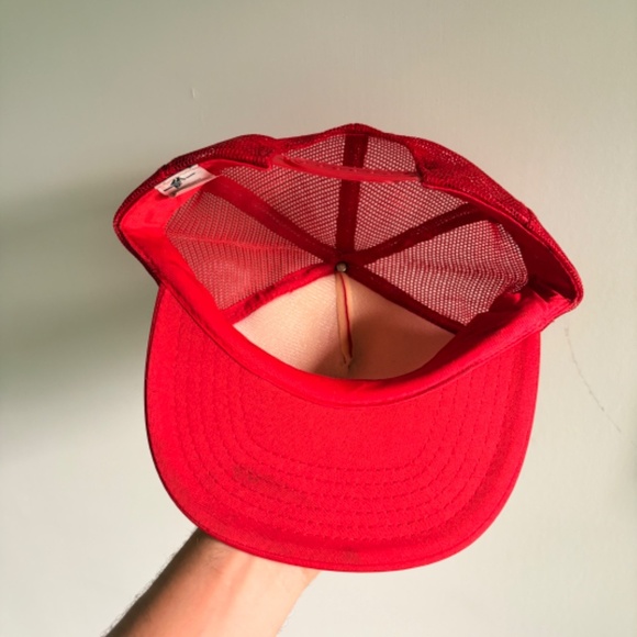 Vintage AMOS TOYOTA CAR DEALERSHIP trucker hat red mesh snapback - Picture 7 of 8